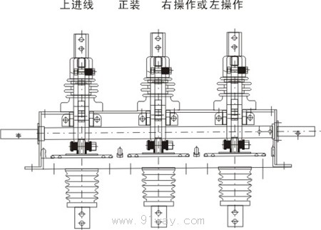GNF38-12/630A型戶內(nèi)環(huán)網(wǎng)柜隔離開關(guān)正視圖