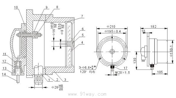 YJTX-150-B防爆電接點(diǎn)壓力表結(jié)構(gòu)圖