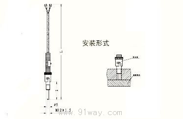 WRET型壓簧固定熱電偶外形尺寸