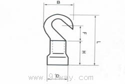 鉤形預(yù)絕緣端頭(HV)外形尺寸