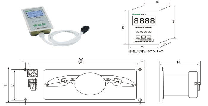 M-ATS1系列智能雙電源自動切換開關(guān)安裝接線圖