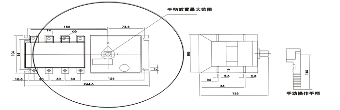M-ATS2智能雙電源自動切換裝置外形及安裝尺寸