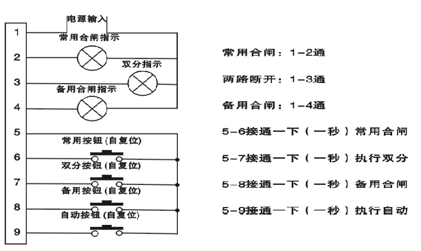 M-ATS2智能雙電源自動切換裝置接點圖