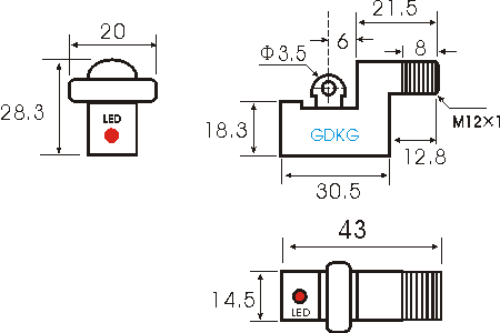 GT系列超小型磁性開關外形尺寸
