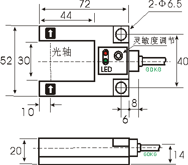 SU系列常用槽型光電開(kāi)關(guān)外形尺寸