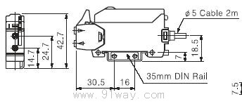BF3RX系列光纖式光電開關外形尺寸