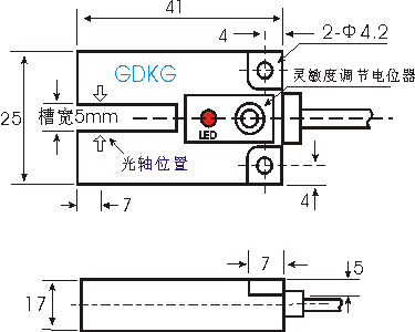 SR系列高分辨率槽型光電開關(guān)外形尺寸