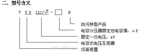 TYD110系列高壓互感器型號說明