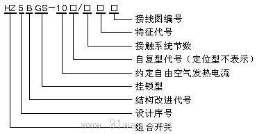 HZ5BGS系列掛鎖型電源切斷開關(guān)型號說明