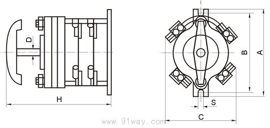HZ10D-□/E119電焊機用轉換開關外形尺寸