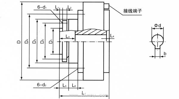 CJKF型空心軸輸出同側式磁粉離合器外形尺寸