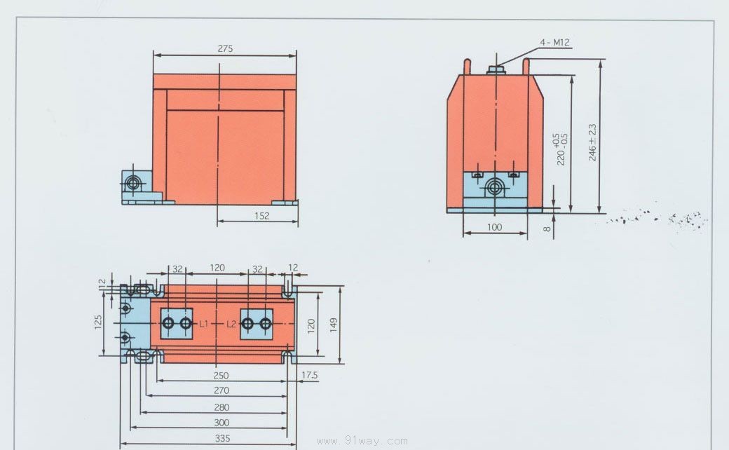 LZZB8-10A3,LZZB8-10A4系列電流互感器安裝尺寸
