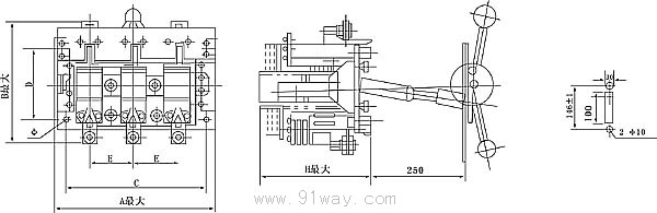 HR3系列熔斷器式刀開關外形尺寸1