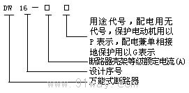 DW16系列萬能式斷路器型號說明