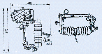 RW10-10F系列跌落式熔斷器安裝尺寸