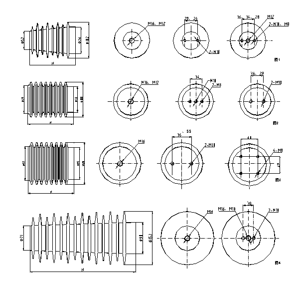 DXN8B系列戶內高壓帶電顯示裝置(VPIS)傳感器安裝尺寸