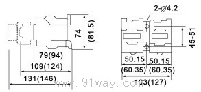 CJX2-N系列機械聯(lián)鎖交流接觸器(可逆)外形尺寸1