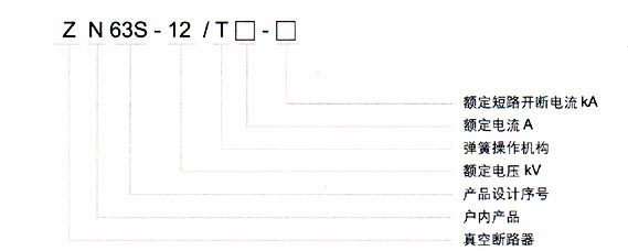 ZN63S-12(VS1+)型戶內高壓真空斷路器型號說明