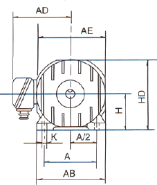YG系列輥道用三相異步電動機安裝尺寸