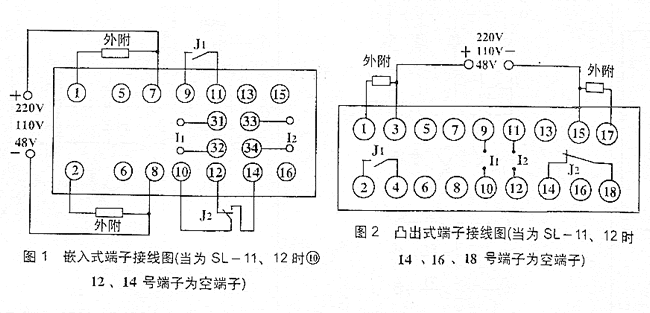 SL-11,SL-12系列靜態過流繼電器接點圖