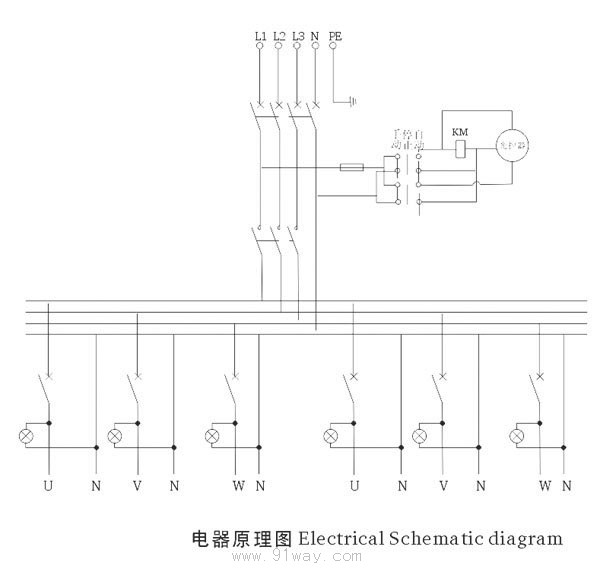 JBXM58系列防爆照明(光控)配電箱接線圖