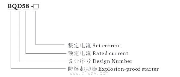 BQD58系列防爆電磁起動器(ⅡBⅡC)型號說明