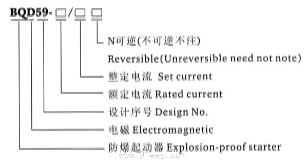 BQD59系列防爆電磁起動器(ⅡB)型號說明