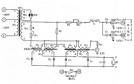 LD-3型轉子一點接地繼電器接線圖