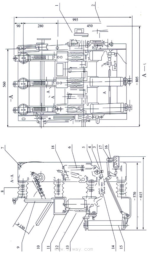 ZFN16-12系列戶內交流高壓真空負荷開關安裝尺寸1