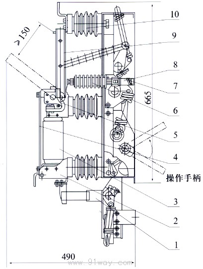 FN16A-12D系列戶內交流高壓真空負荷開關安裝尺寸2