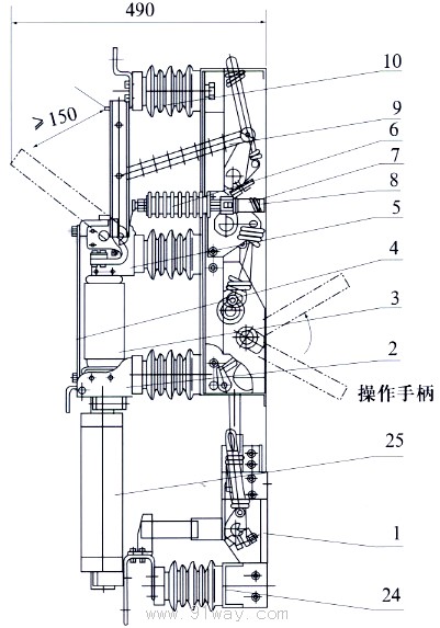 FN16A-12D系列戶內交流高壓真空負荷開關安裝尺寸4