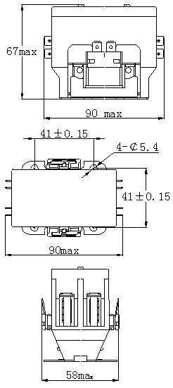 CJX9B-25S/01系列交流接觸器外形及安裝尺寸