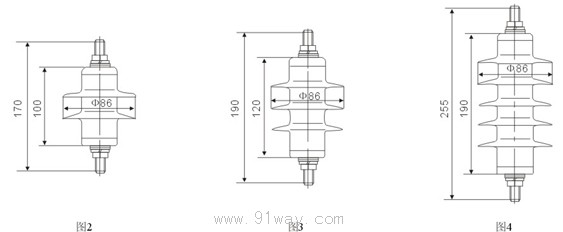 YH系列0.28kV~51kV復(fù)合外套交流無間隙金屬氧化物避雷器安裝尺寸2