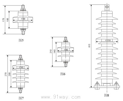 YH系列0.28kV~51kV復(fù)合外套交流無間隙金屬氧化物避雷器安裝尺寸3