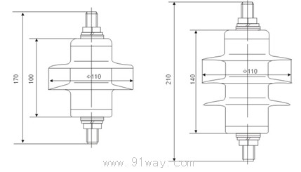 YH系列0.28kV~51kV復(fù)合外套交流無間隙金屬氧化物避雷器安裝尺寸4