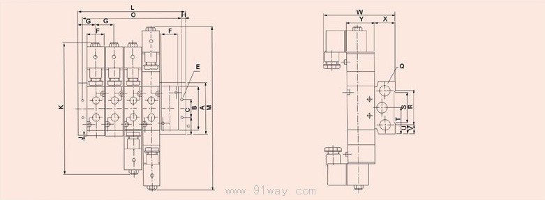 4V系列電磁閥、氣動閥底座外形尺寸