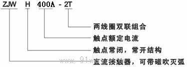 ZJWH400A-2T直流接觸器型號說明