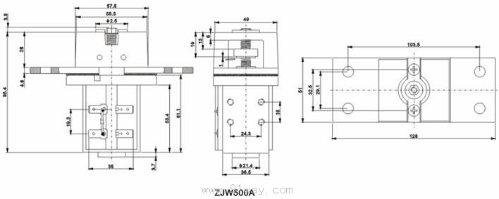 ZJW500A直流接觸器安裝尺寸