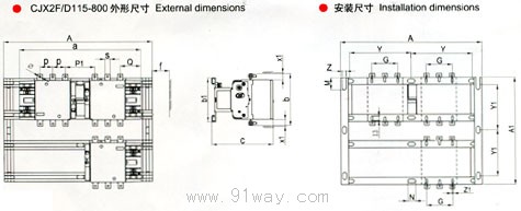 HB系列一字形和直角形星三角轉(zhuǎn)換接觸器安裝示意圖