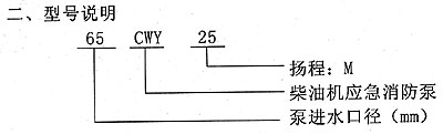 CWY型船用柴油機應(yīng)急消防泵型號說明
