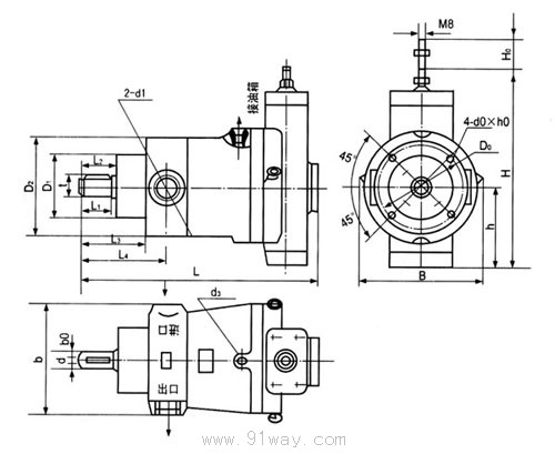 CCY型軸向柱塞泵外形尺寸