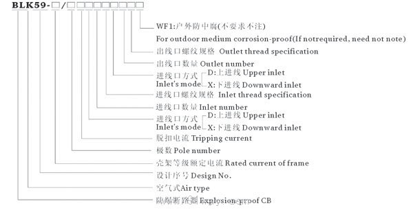 BLK59系列防爆斷路器(ⅡBⅡC)型號說明