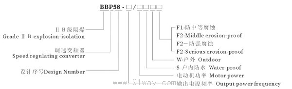 BBP58系列防爆電動機調速變頻器系統(tǒng)(ⅡB)型號說明