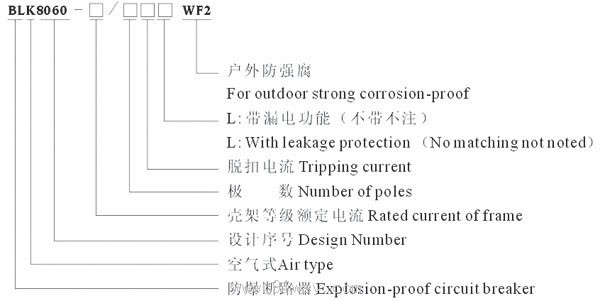 BLK8060系列防腐防爆斷路器(ⅡC)型號說明