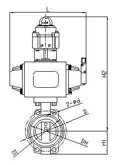 DGT型(調節型/開關型)氣動蝶閥外形尺寸1