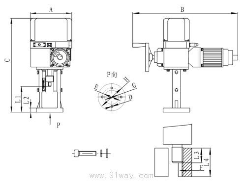 DKZ系列直行程電動執(zhí)行機(jī)構(gòu)外形尺寸