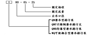 QWP型耐腐蝕不銹鋼潛水排污泵型號說明
