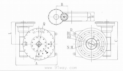 C系列雙級配電動蝸輪箱外形尺寸